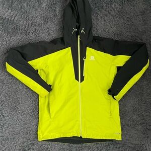 Men Size Large Salomon Ski Jacket Windbreaker yellow neon green